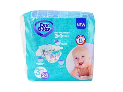 EVY BABY DIAPERS 3 midi 5-9kg 24pcs